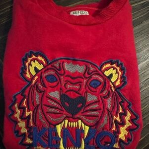 Kenzo Kids Red Sweatshirt with Tiger Embroidery